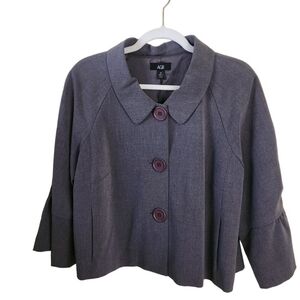 AGB Gray Flutter Sleeve Large Button Jacket Size 16
